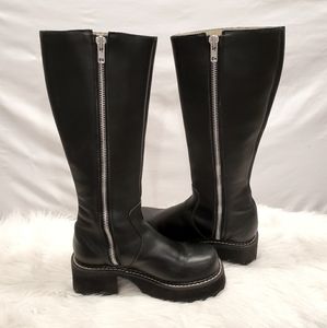 Fluevog Black Leather Platform Boots